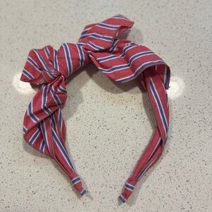 **NWT** Anthropologie Bow Headband - Rose colored with blue stripe